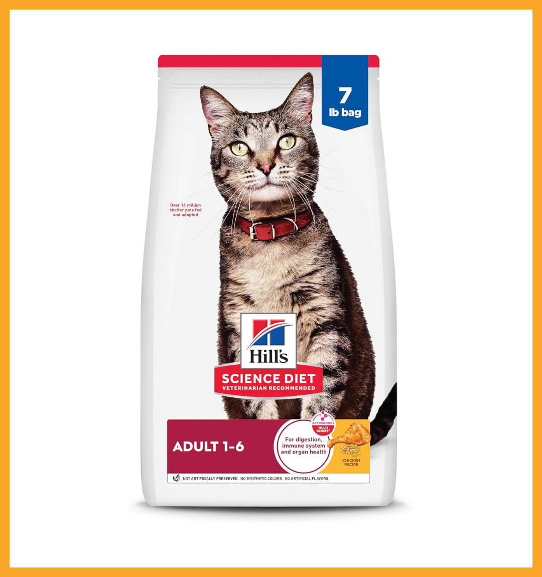 Hill's Science Diet Adult 1-6, Adult 1-6 Premium Nutrition, Dry Cat Food, Chicken Recipe, 7 lb Bag