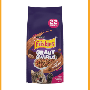 Purina Friskies Gravy Swirlers with Flavors of Chicken, Salmon and Gravy Dry Cat Food - 22 lb. Bag